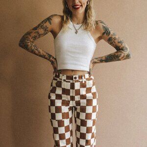 P&Co Service Fatigue Pants - Rust Checkerboard Straight Pant